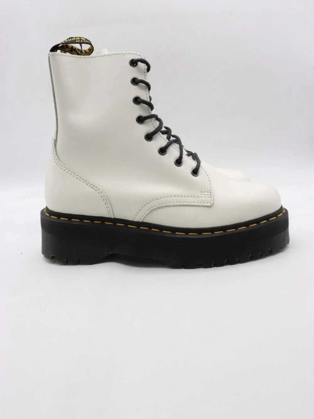 Doc Dr. Martens Jadon Women’s 10 Ankle Platform Boots Lace-Up Zip White Leather